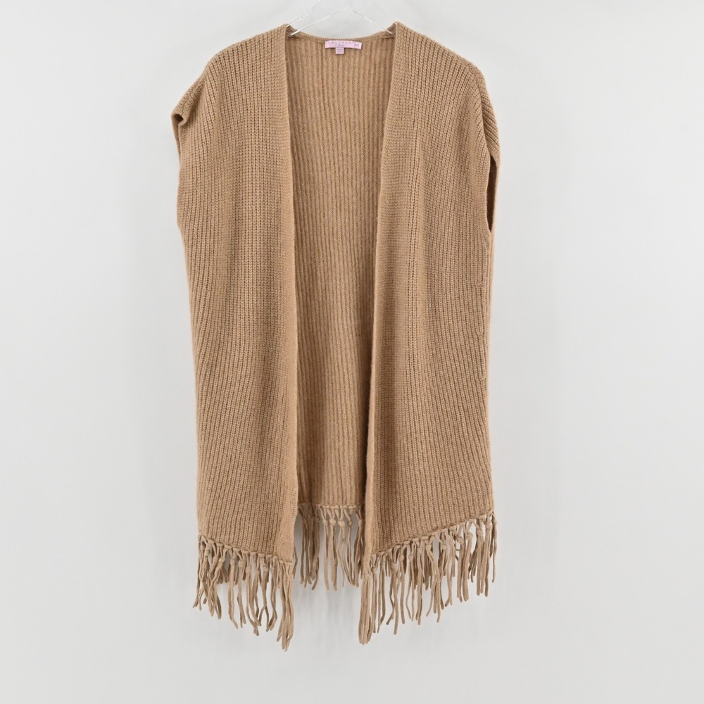 Calypso St Barth Fringe Cardigan Womens Size XS Tan Wool Alpaca Boho Rabbit Hair - Picture 2 of 13